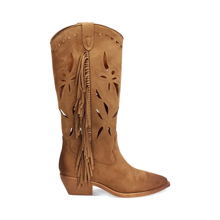 Stivali marroni texani tacco 5 cm