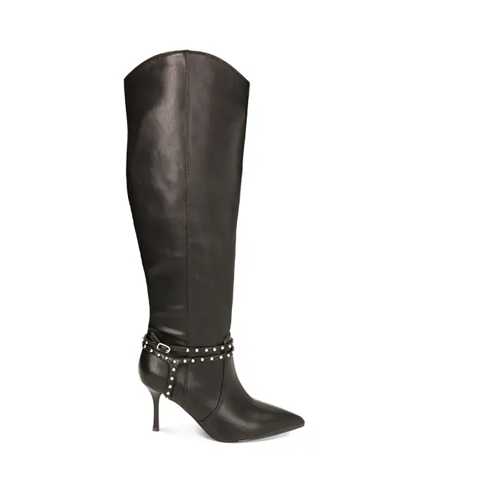 Stivali neri con borchie, tacco 9,5 cm