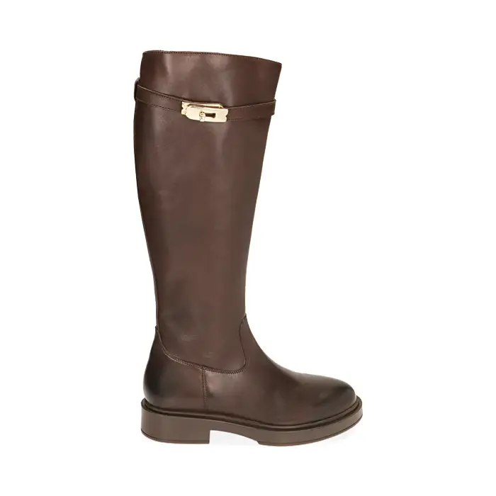 Stivali testa di moro in pelle