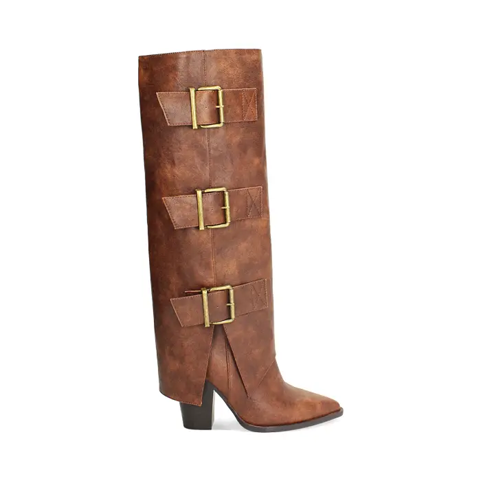 Stivali texani con fibbie testa di moro