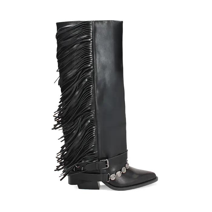 Stivali texani neri con frange