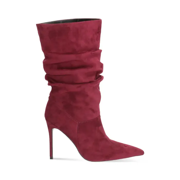 Tronchetti bordeaux in microfibra con tacco 10 cm