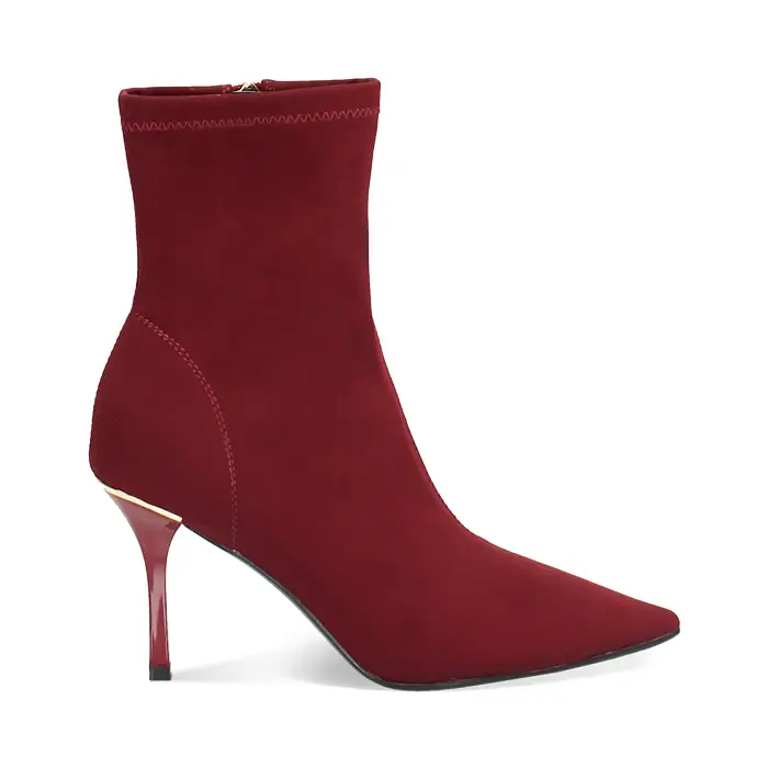 Tronchetti bordeaux in tessuto elasticizzato con tacco 8,4 cm