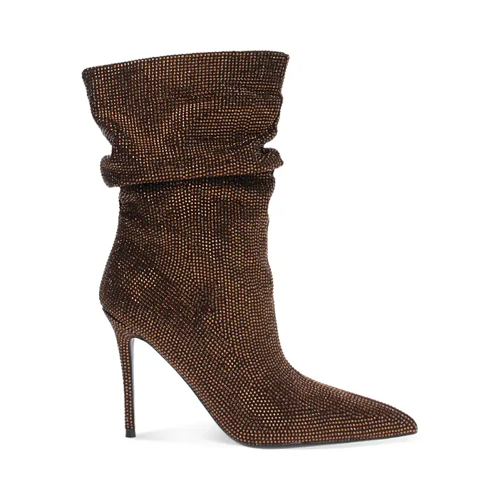 Tronchetti bronzo con pietre e tacco 10 cm