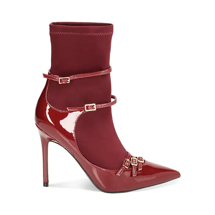 Tronchetto in tessuto cherry, tacco 10, 5 cm