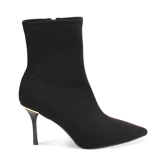 Tronchetto nero in tessuto, tacco 8,5 cm