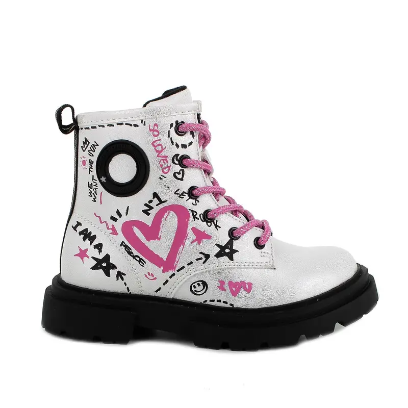 Anfibi da bambina argento con zip