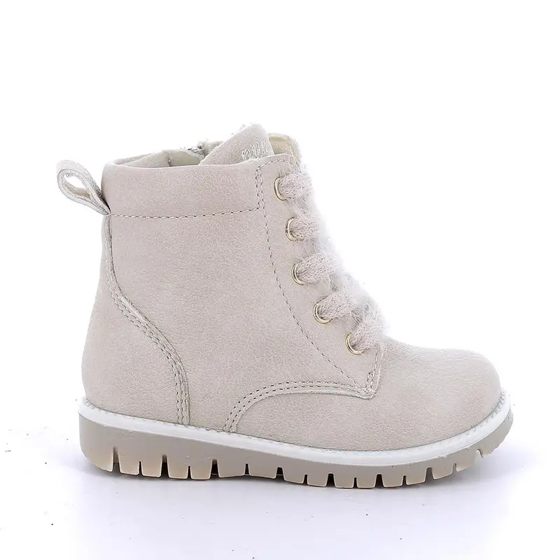 Anfibi da bambina beige con zip