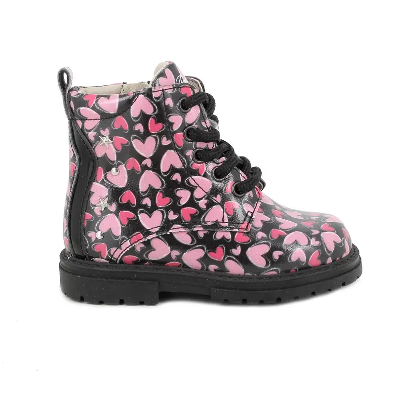 Anfibi da bambina nero e rosa con zip