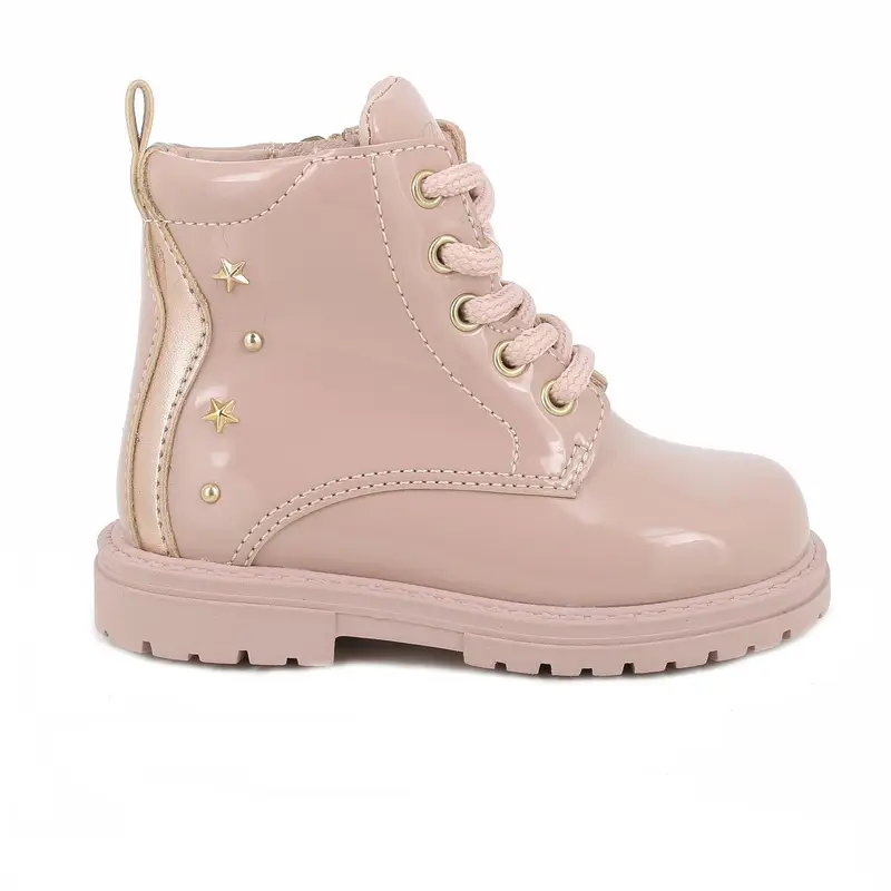 Anfibi da bambina rosa e beige con zip