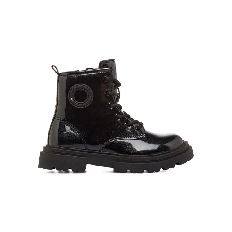 Anfibi neri glitterati da bambina con lacci