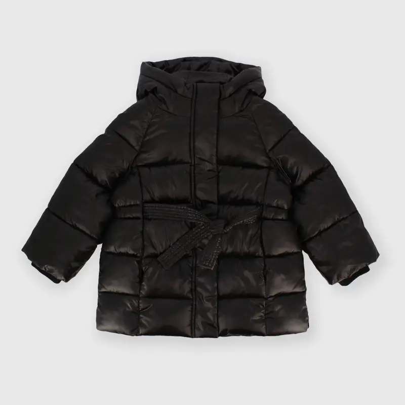 Giubbino con cappuccio in nylon da bambina nero