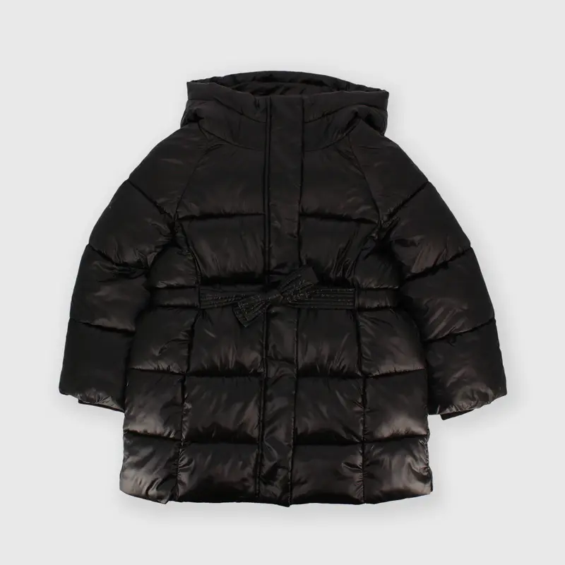 Giubbino con cappuccio in nylon da bambina nero