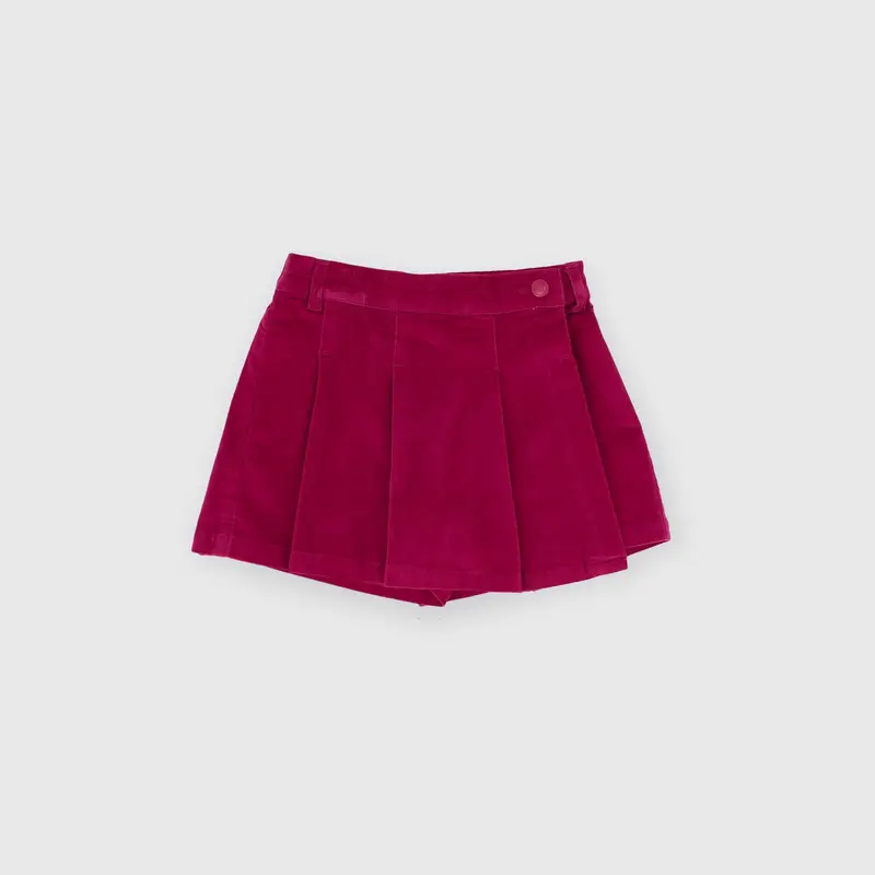 Gonna pantalone in velluto da bambina rosa