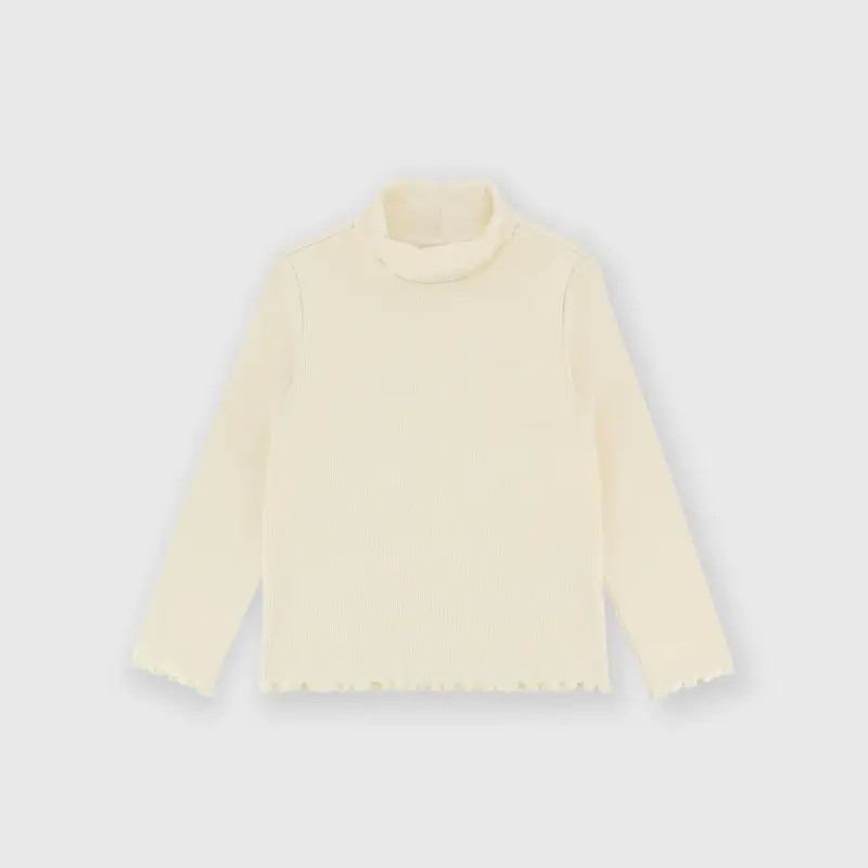 Lupetto in costina da bambina beige