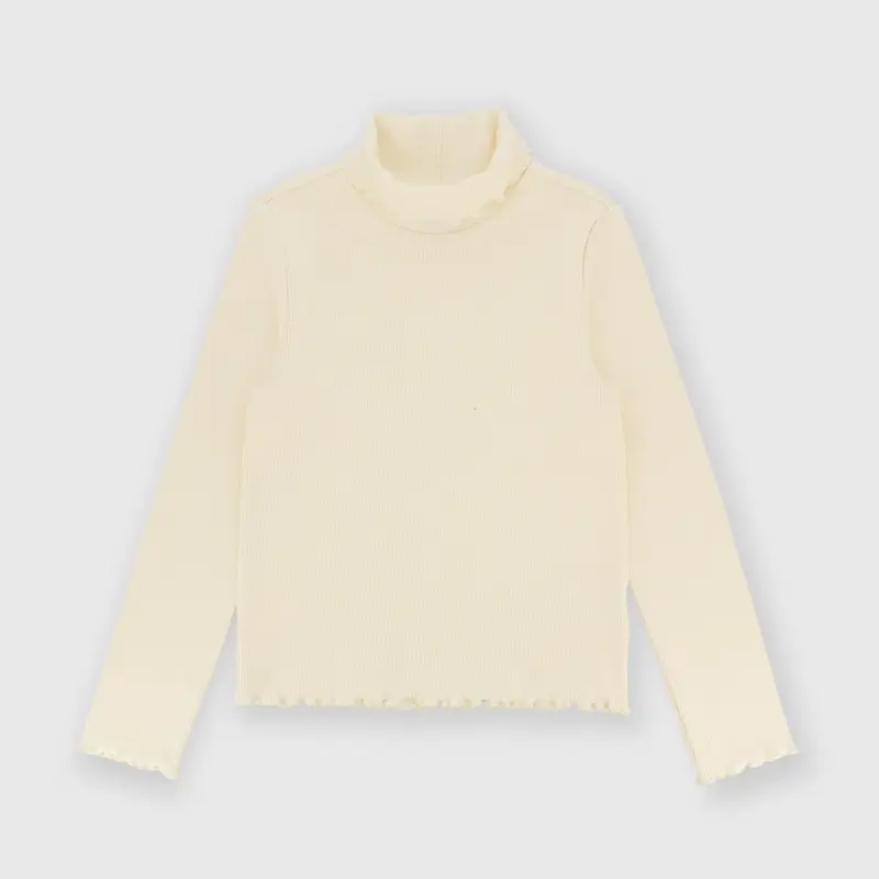 Lupetto in costina da bambina beige