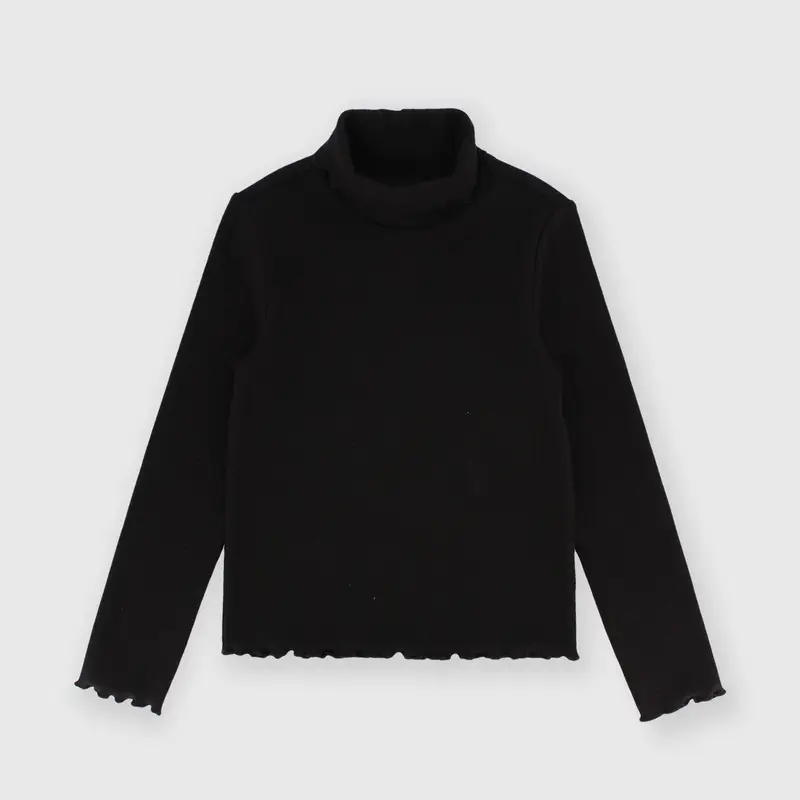 Lupetto in costina da bambina nero