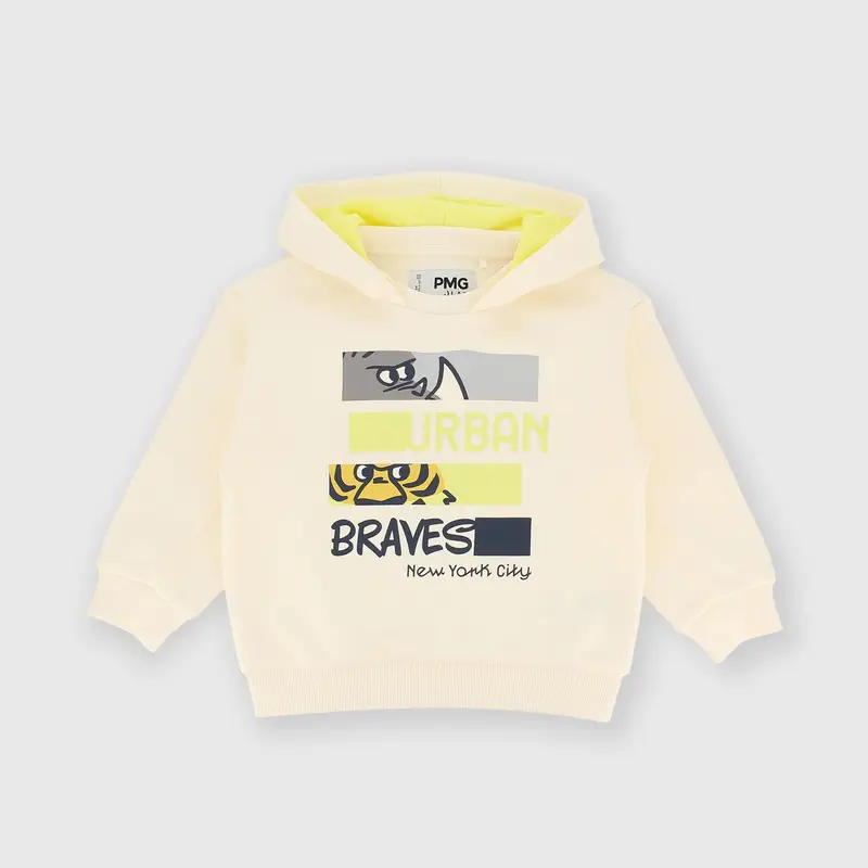 Maglia con cappuccio in felpa da bambino beige