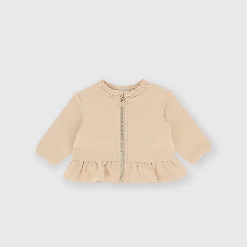 Maglia con zip in felpa da bambina beige