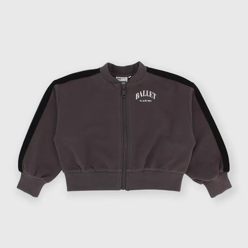 Maglia con zip in felpa da bambina grigio