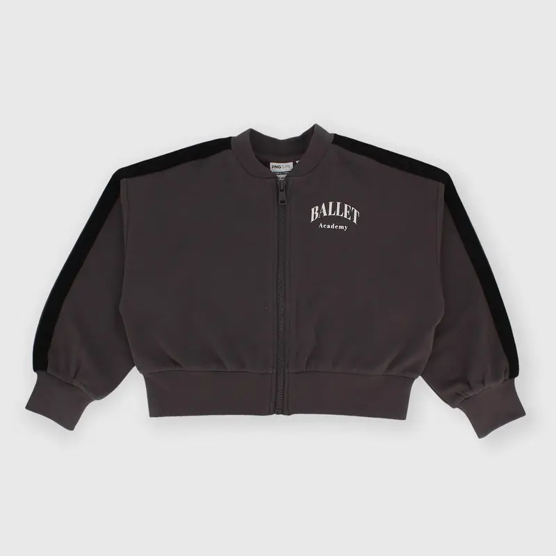 Maglia con zip in felpa da bambina grigio