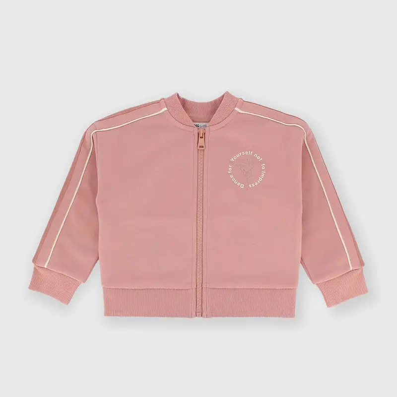 Maglia con zip in felpa da bambina rosa