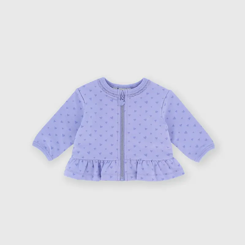 Maglia con zip in felpa da bambina viola