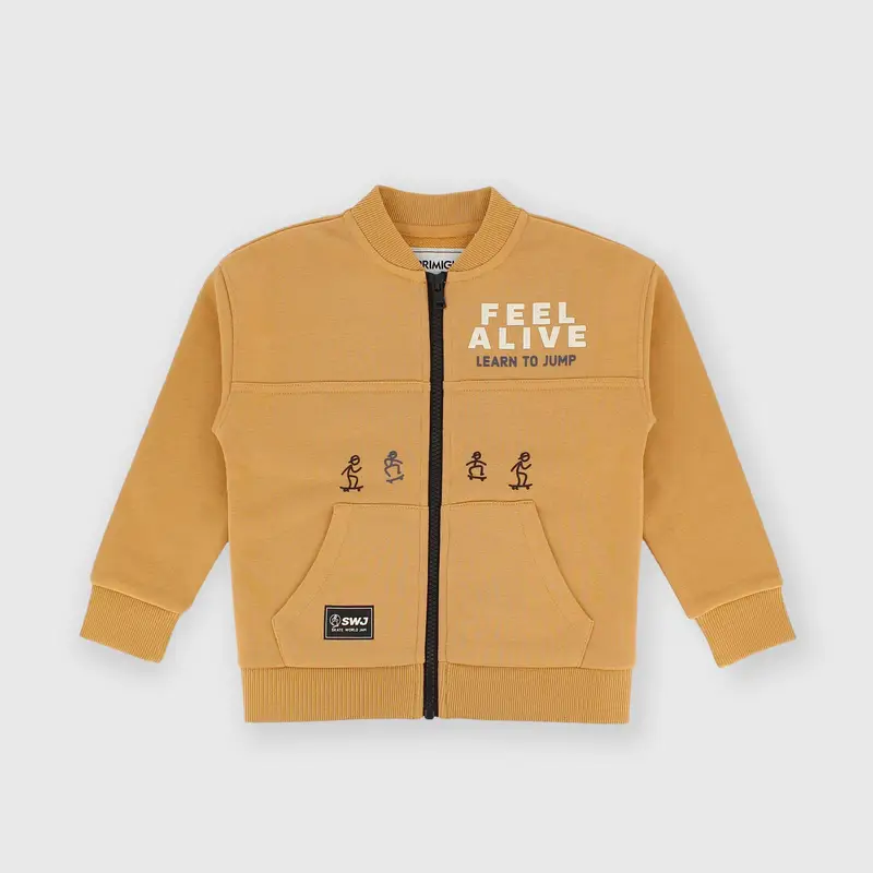 Maglia con zip in felpa da bambino marrone