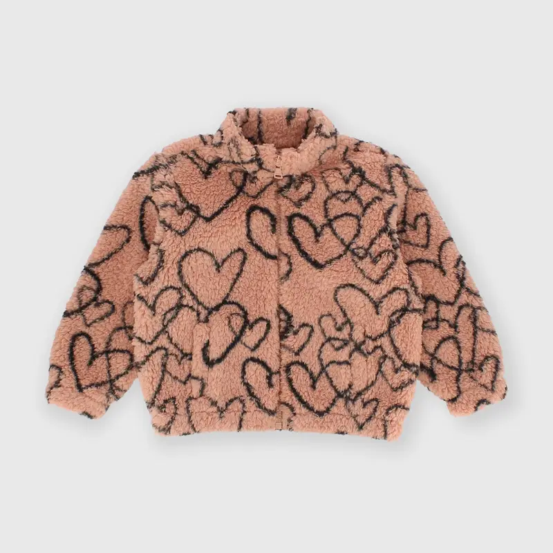 Maglia con zip in pile da bambina rosa