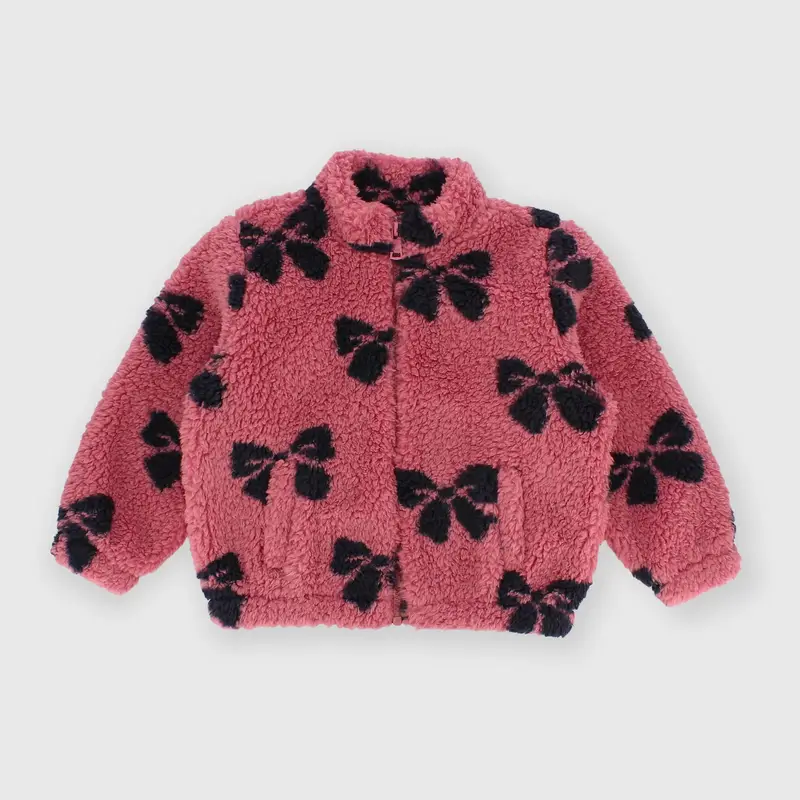 Maglia con zip in pile da bambina rosa