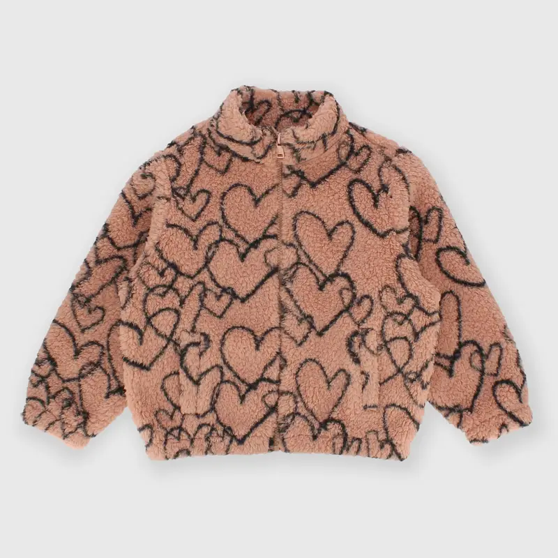 Maglia con zip in pile da bambina rosa