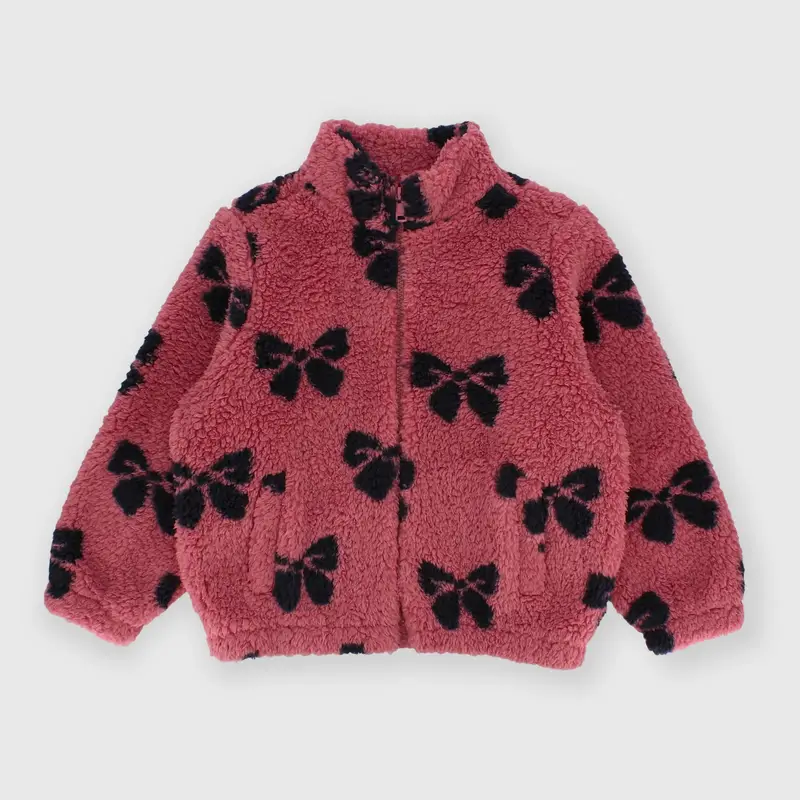 Maglia con zip in pile da bambina rosa