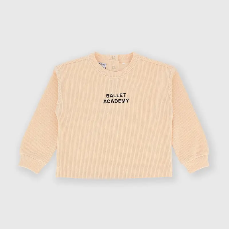 Maglia girocollo in felpa da bambina beige