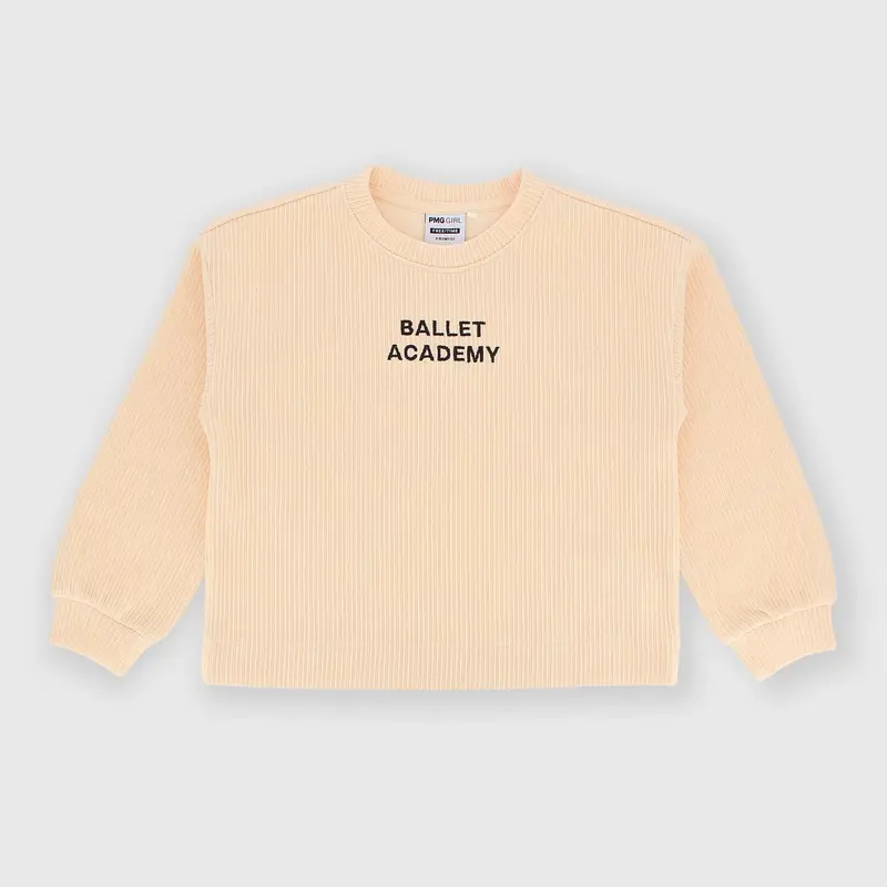 Maglia girocollo in felpa da bambina beige