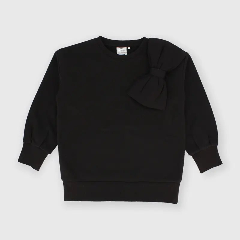 Maglia girocollo in felpa da bambina nero