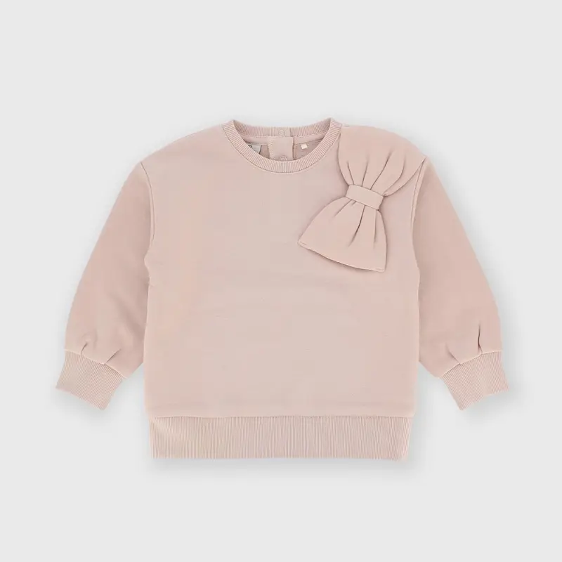 Maglia girocollo in felpa da bambina rosa