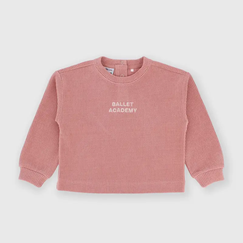 Maglia girocollo in felpa da bambina rosa