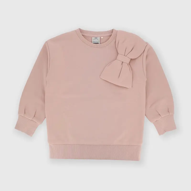 Maglia girocollo in felpa da bambina rosa