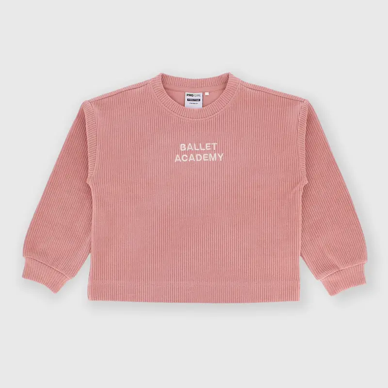 Maglia girocollo in felpa da bambina rosa