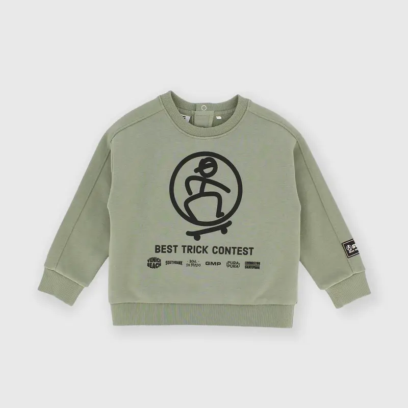 Maglia girocollo in felpa da bambino verde