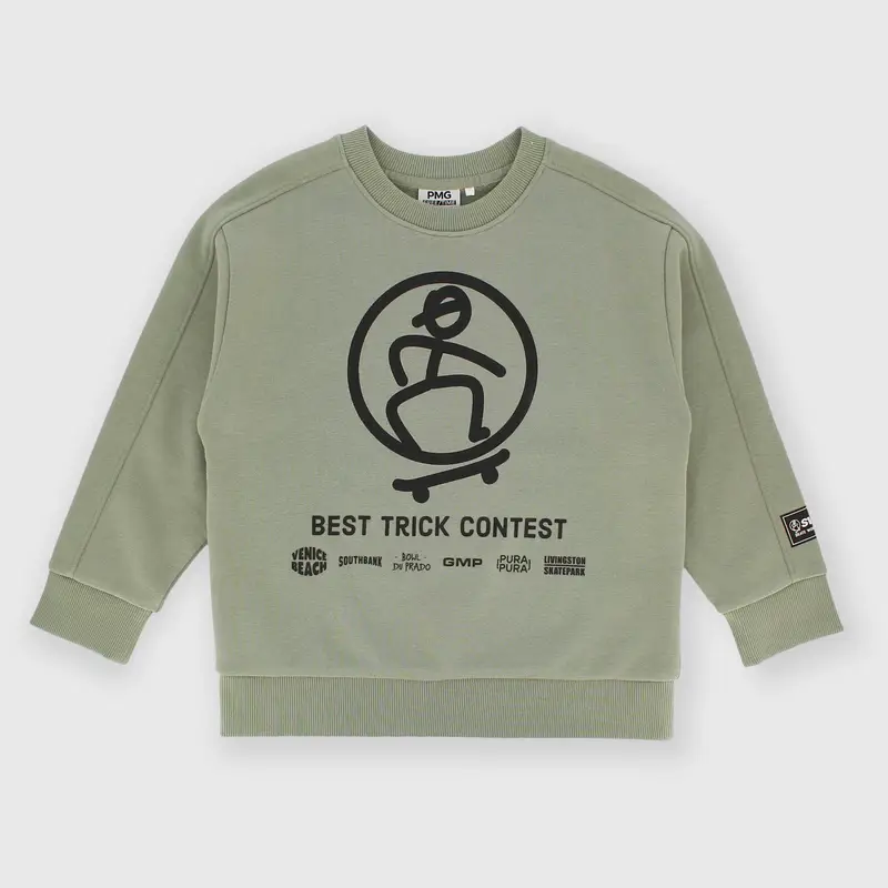 Maglia girocollo in felpa da bambino verde