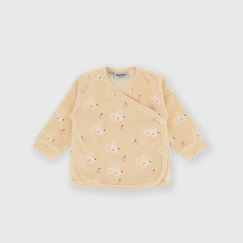 Maglietta maniche lunghe in ciniglia da bambina beige