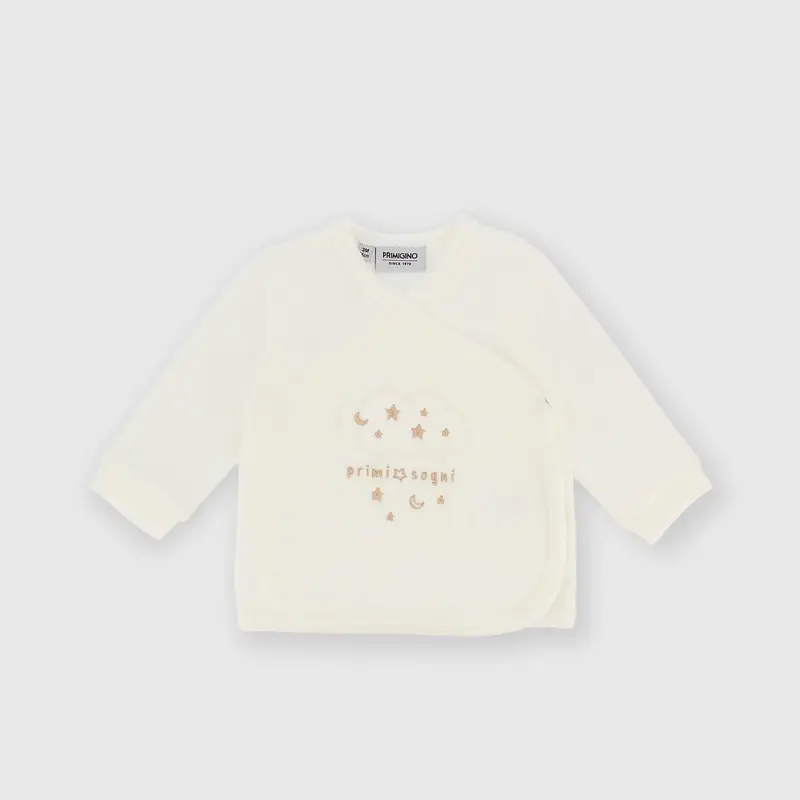 Maglietta maniche lunghe in ciniglia da bambina bianco