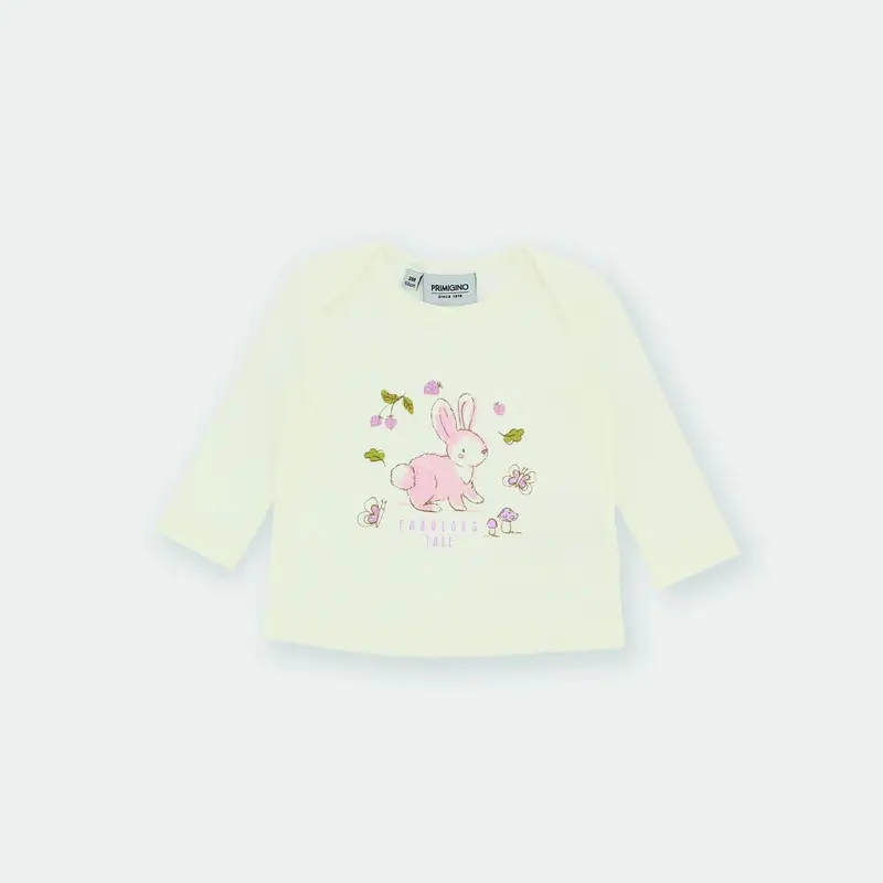 Maglietta maniche lunghe in costina da bambina bianco