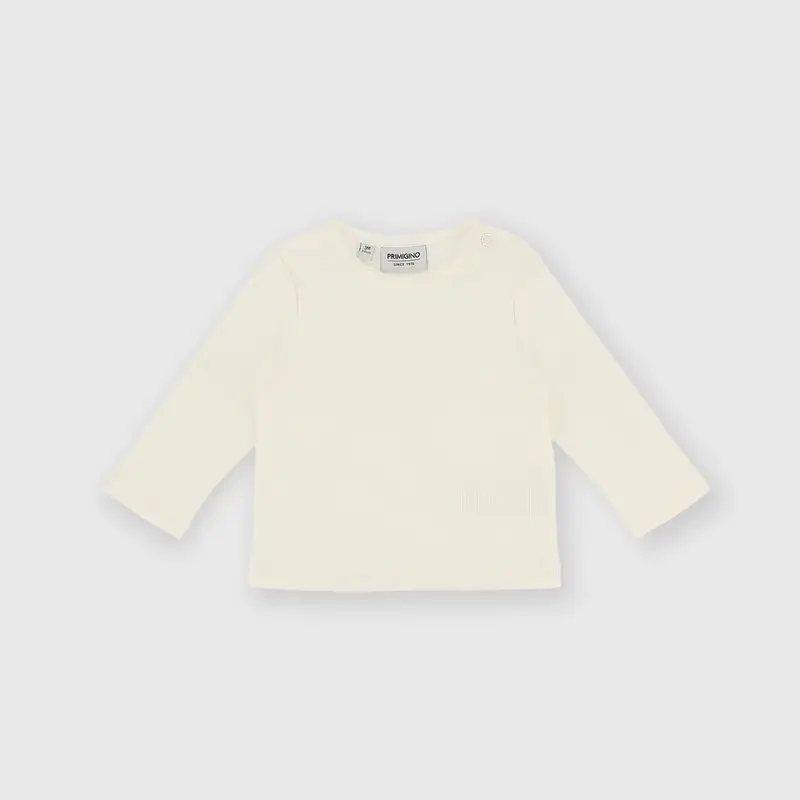 Maglietta maniche lunghe in costina da bambina bianco