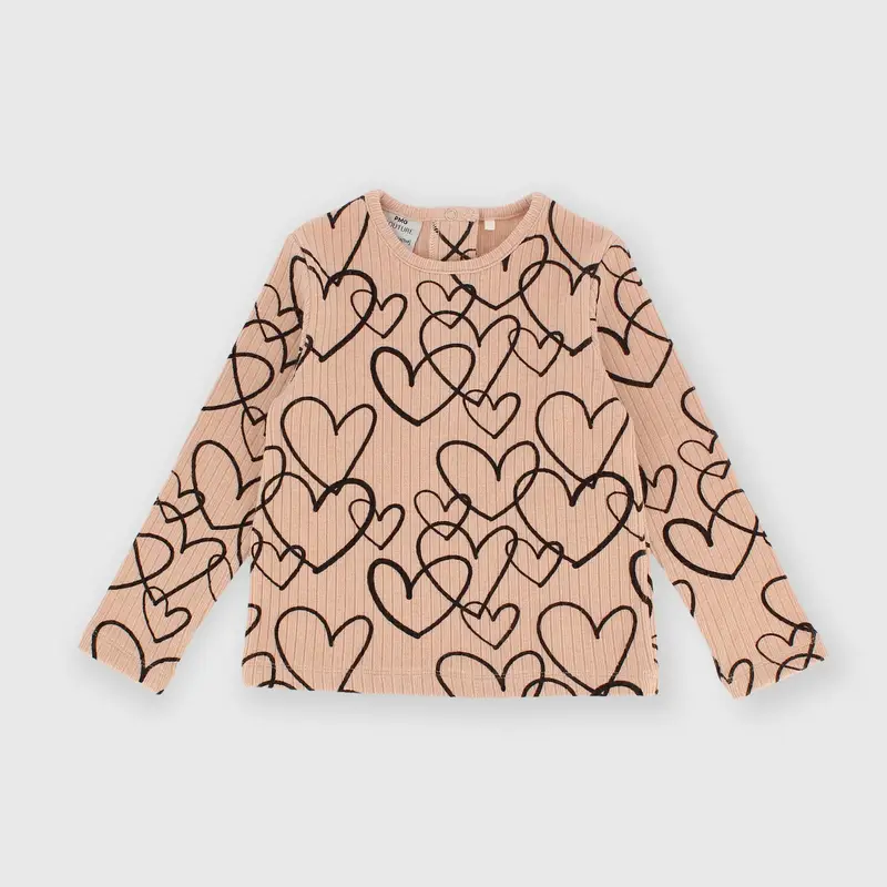 Maglietta maniche lunghe in costina da bambina rosa