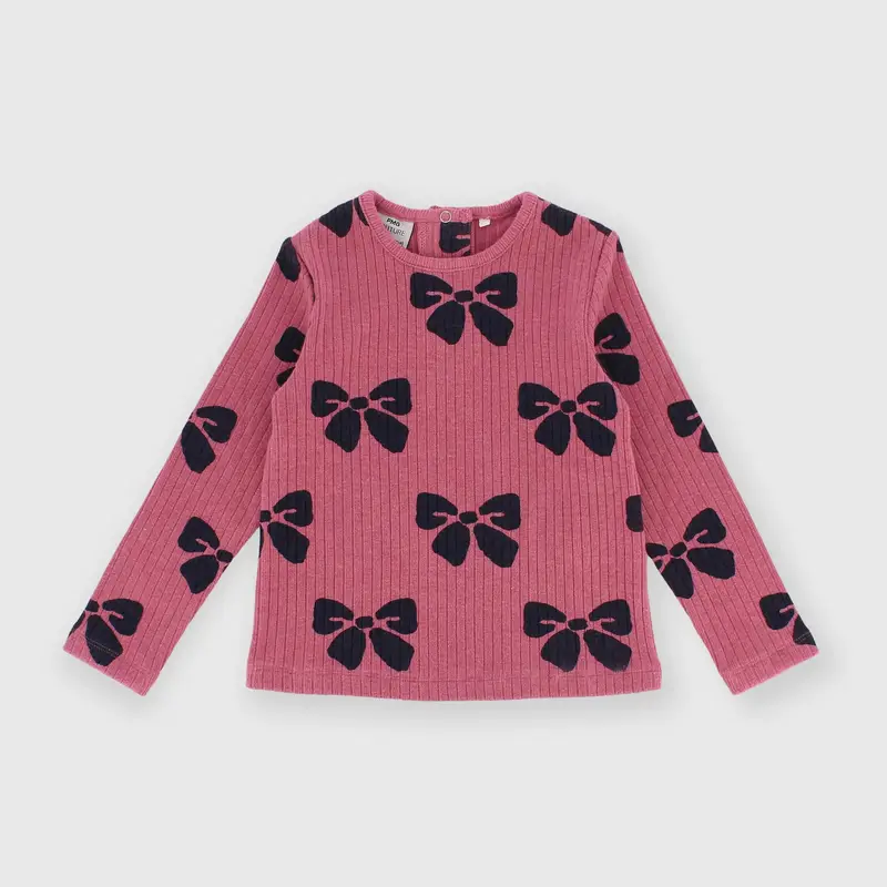Maglietta maniche lunghe in costina da bambina rosa