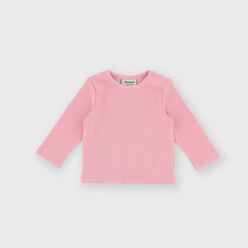 Maglietta maniche lunghe in costina da bambina rosa