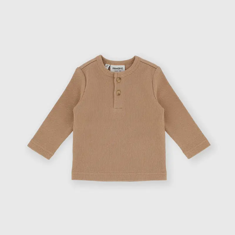Maglietta maniche lunghe in costina da bambino beige