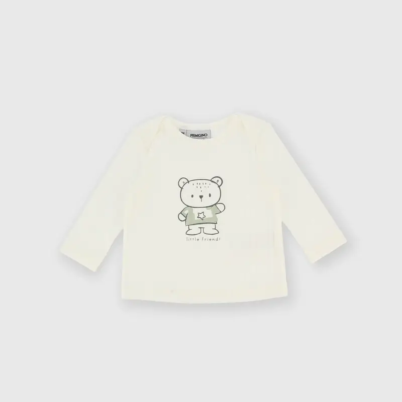 Maglietta maniche lunghe in costina da bambino bianco